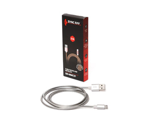 SYNC RAY CABLE MICRO USB MMC37 METALICO PLATEADO - Sync Ray