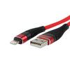 SYNC RAY CABLE CARGADOR TRENZADO CABEZAL FLEXIBLE LCR52 LIGHTNING ROJO - Sync Ray